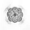 A tomoe symbol intertwined with chemical elements tattoo design idea