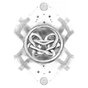 A tomoe symbol intertwined with chemical elements tattoo design idea