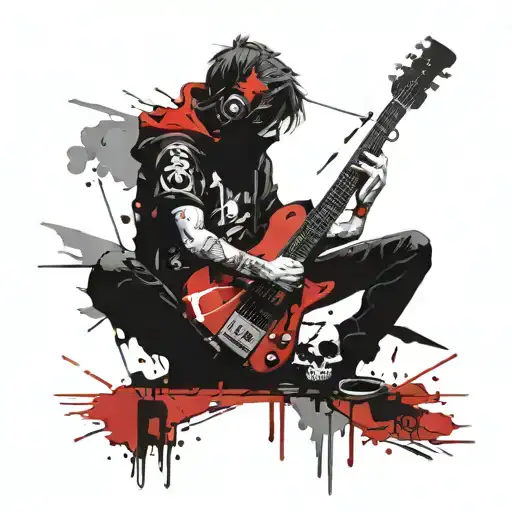 Hacker  boy being alone  with  system tattoo design idea