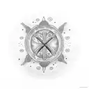 A cross made of fish swimming in a circle tattoo design idea