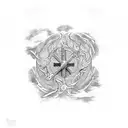 A cross made of fish swimming in a circle tattoo design idea