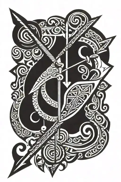 tribal Peruvian arrow weapon tattoo design idea