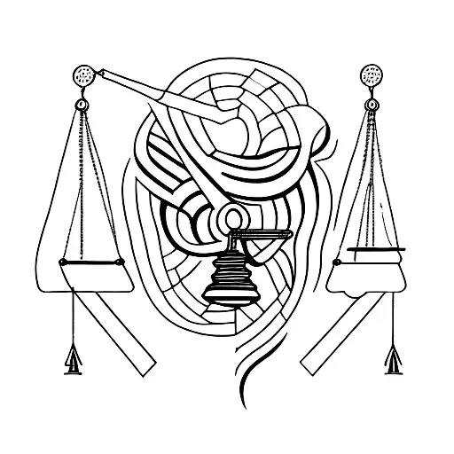 Scales of justice intertwined with a measuring tape tattoo design idea