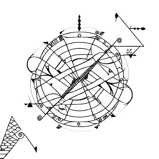Scales of Justice intertwined with a winding staircase symbolizing the journey towards achieving goals tattoo design idea