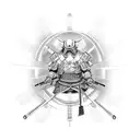 The samurai in armor who made seppuku fell to his knees, and a sakura flower sprouted from his mouth tattoo design idea