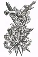 sword with vines wrapped tattoo design idea