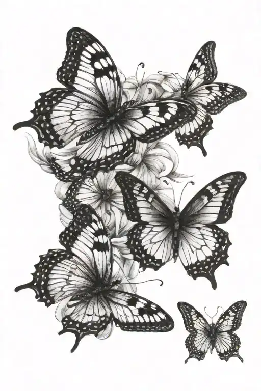 3 butterflies flying away from each other tattoo design idea