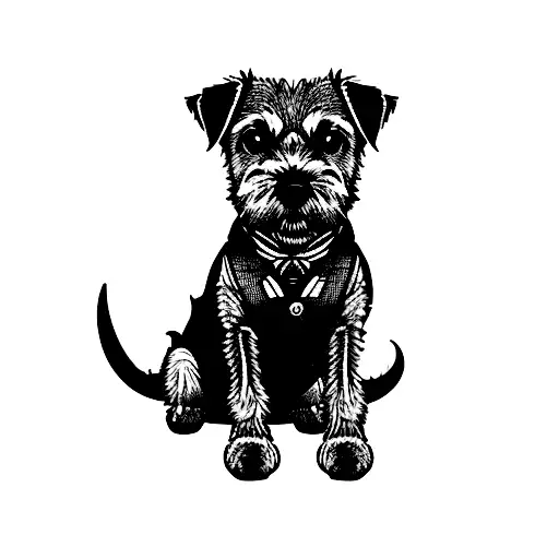 border terrier dog standing  tattoo design idea
