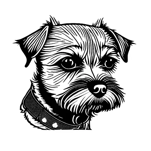 border terrier dog body tattoo design idea