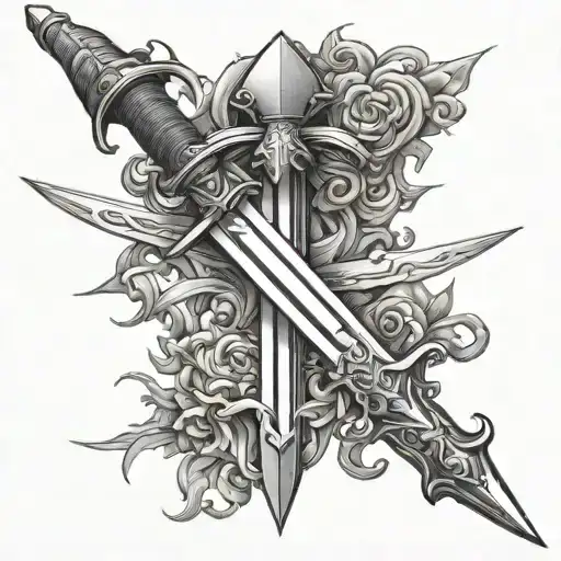 2 swords crossing tattoo design idea