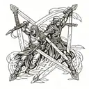 2 swords crossing tattoo design idea