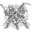 2 swords crossing tattoo design idea