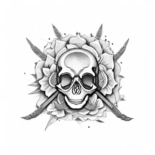 gemini flowers skull  tattoo design idea