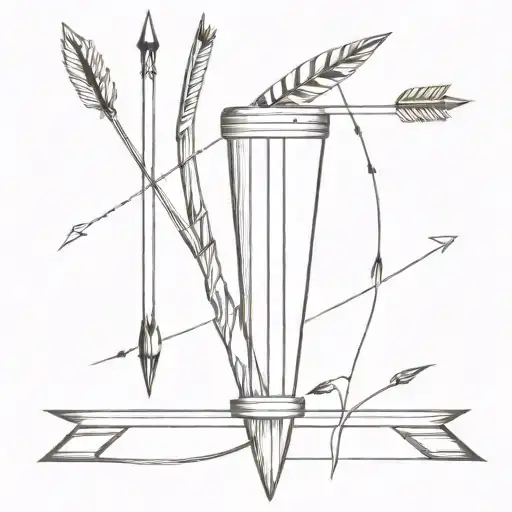 A sleek tattoo of a quiver full of arrows with Roman numeral XVIII hidden within the design tattoo design idea