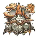 snow capped mountain range tattoo design idea