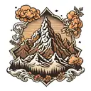 snow capped mountain range tattoo design idea