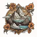 snow capped mountain range tattoo design idea