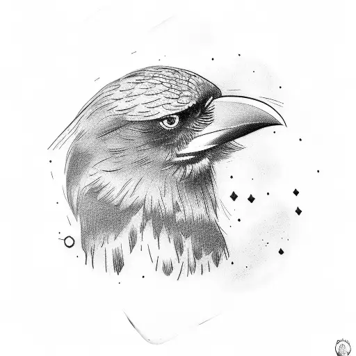 crow on headstone  tattoo design idea