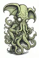 Cthulhu in SpongeBob style tattoo design idea