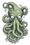 Cthulhu in SpongeBob style tattoo design idea