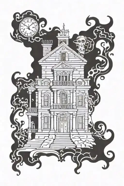 haunted mansion tattoo design idea
