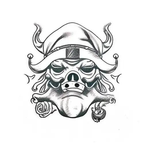 pig face Jolly Roger long John silver pirate from treasure island  tattoo design idea