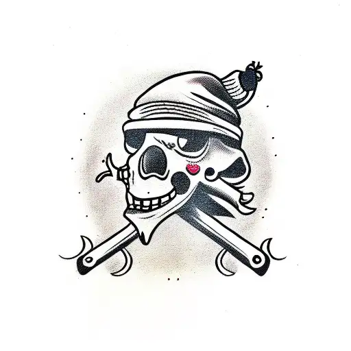 pig face Jolly Roger pirate from treasure island  tattoo design idea