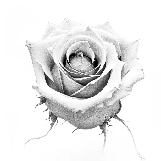 rose growing from bricks tattoo design idea