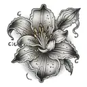 lily surrounded by Korean clouds floating tattoo design idea