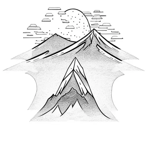 mountain being hit by a tsunami  tattoo design idea