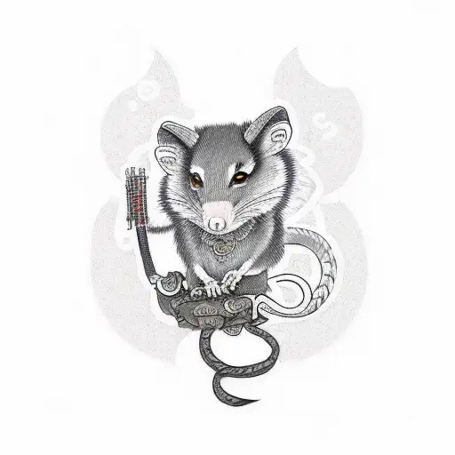 cowboy opossum  tattoo design idea