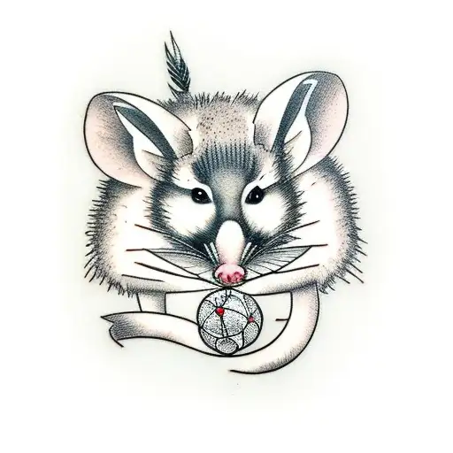  opossum with M16 tattoo design idea