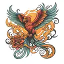 phoenix immortality tattoo design idea