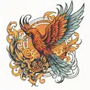 phoenix immortality tattoo design idea