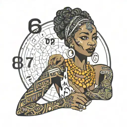 African woman with 876 area code below  tattoo design idea