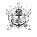 anchor with hydrogen atom tattoo design idea