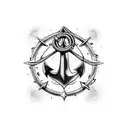 anchor with hydrogen atom tattoo design idea