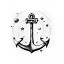 anchor with hydrogen atom tattoo design idea