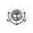 anchor with hydrogen atom tattoo design idea