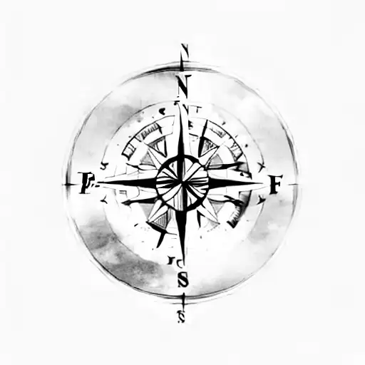 compass mountains, road lake family tattoo design idea