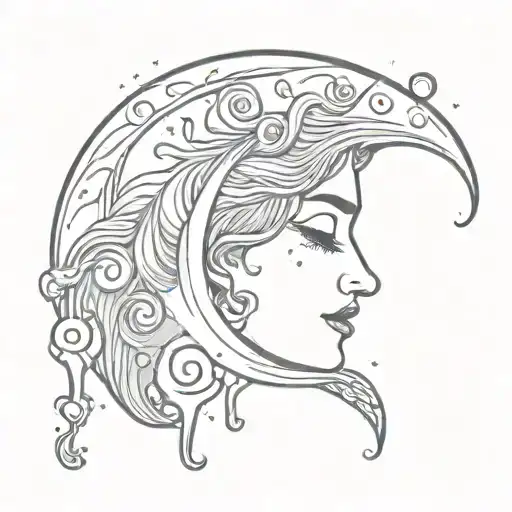 Crescent moon crying tattoo design idea
