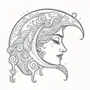 Crescent moon crying tattoo design idea
