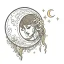 Crescent moon crying tattoo design idea