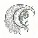 Crescent moon crying tattoo design idea