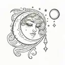 Crescent moon crying tattoo design idea
