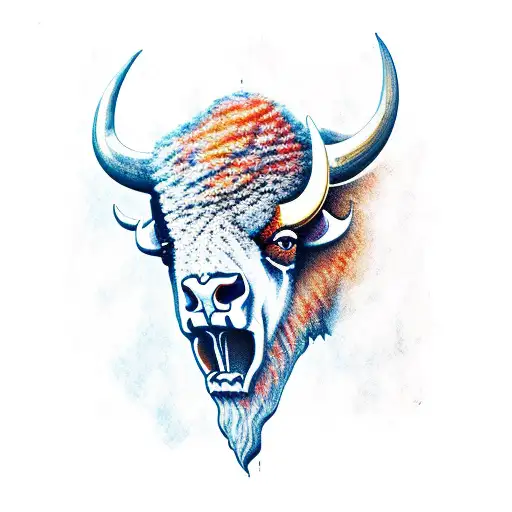 bison skull tattoo design idea
