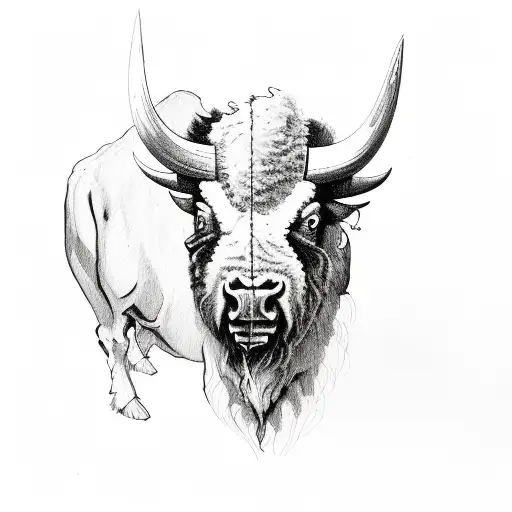 bison skull tattoo design idea