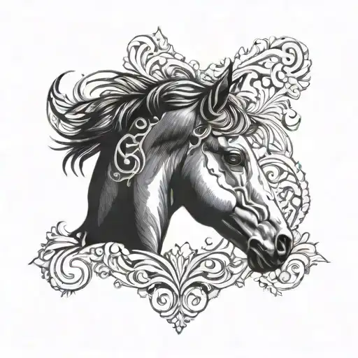 creole breed horse tattoo design idea
