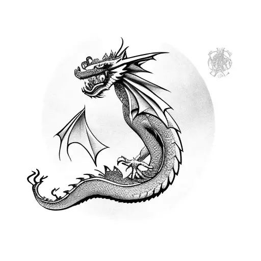 dragon with a queen tattoo design idea