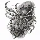 Tattoo sleeve spiders with cobwebs and scolopendra tattoo design idea